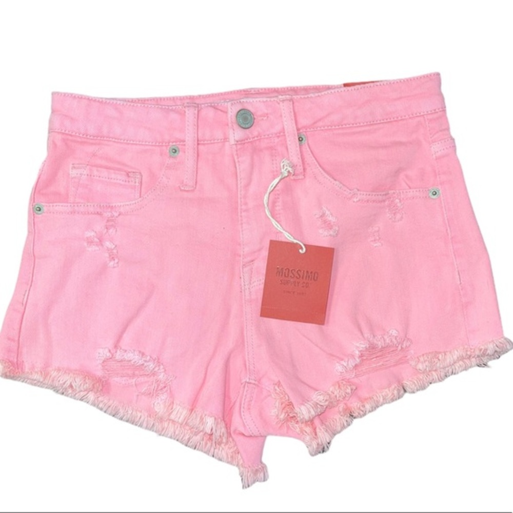 Target Shorts Mossimo High Rise Vintage Look Distressed Jean denim pink New